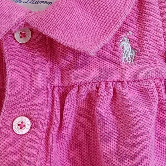 Ralph Lauren Pink Polo Romper Size 9 Months - Picture 3 of 5